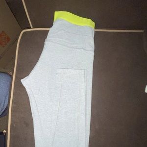 LuluLemon Grey Leggings with Neon WaistBand